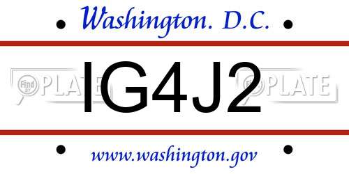 IG4J2 District Of Columbia License Plate