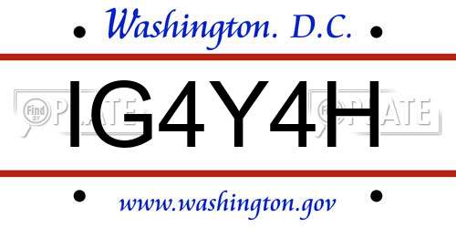 IG4Y4H District Of Columbia License Plate