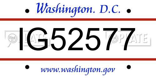 IG52577 District Of Columbia License Plate