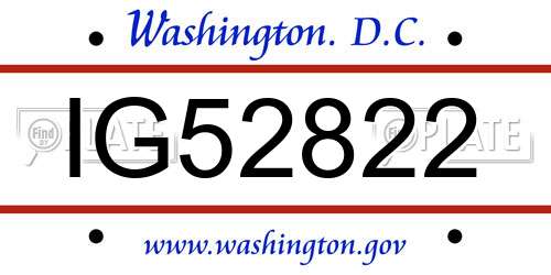 IG52822 District Of Columbia License Plate