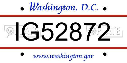 IG52872 District Of Columbia License Plate