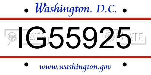 IG55925 District Of Columbia License Plate