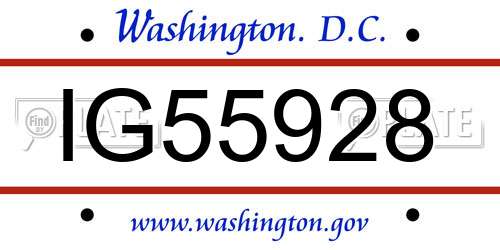 IG55928 District Of Columbia License Plate