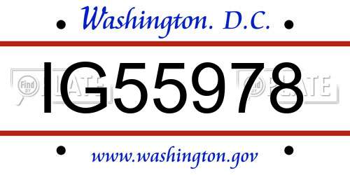 IG55978 District Of Columbia License Plate