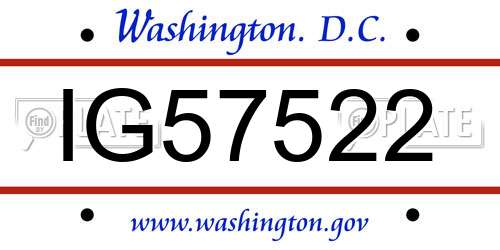IG57522 District Of Columbia License Plate