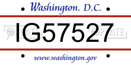 IG57527 District Of Columbia License Plate