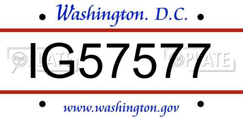IG57577 District Of Columbia License Plate