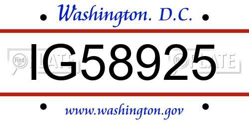 IG58925 District Of Columbia License Plate
