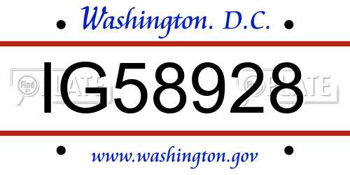 IG58928 District Of Columbia License Plate
