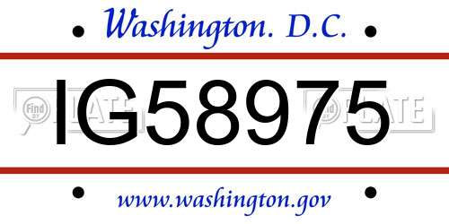IG58975 District Of Columbia License Plate