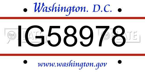 IG58978 District Of Columbia License Plate