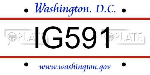 IG591 District Of Columbia License Plate