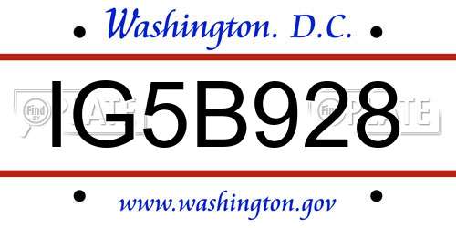 IG5B928 District Of Columbia License Plate