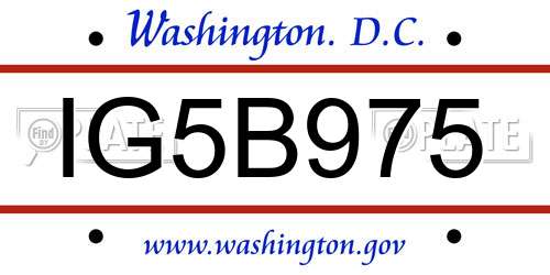 IG5B975 District Of Columbia License Plate