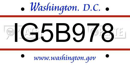 IG5B978 District Of Columbia License Plate