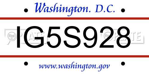IG5S928 District Of Columbia License Plate