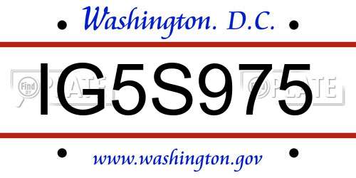 IG5S975 District Of Columbia License Plate