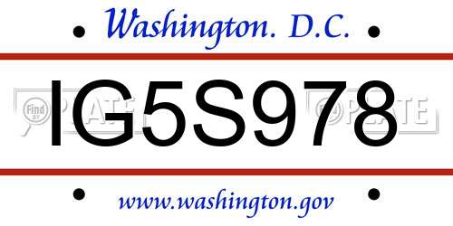 IG5S978 District Of Columbia License Plate