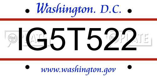 IG5T522 District Of Columbia License Plate