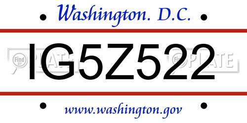 IG5Z522 District Of Columbia License Plate