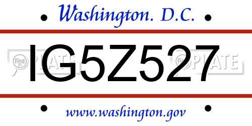 IG5Z527 District Of Columbia License Plate