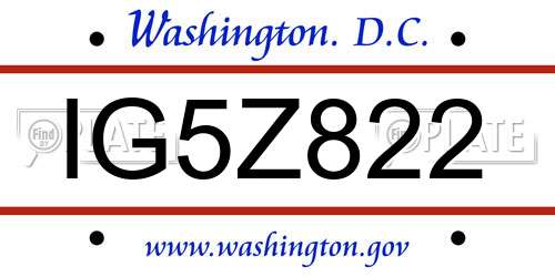 IG5Z822 District Of Columbia License Plate