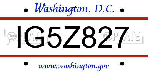 IG5Z827 District Of Columbia License Plate