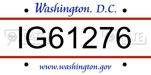 IG61276 District Of Columbia License Plate