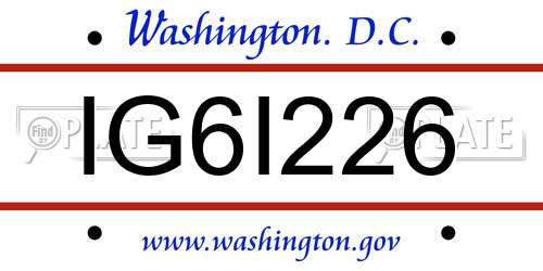 IG6I226 District Of Columbia License Plate