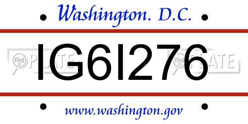 IG6I276 District Of Columbia License Plate