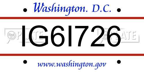 IG6I726 District Of Columbia License Plate