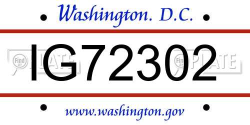 IG72302 District Of Columbia License Plate