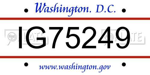 IG75249 District Of Columbia License Plate