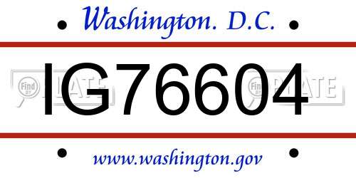 IG76604 District Of Columbia License Plate