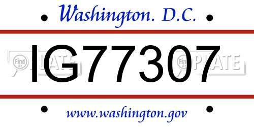 IG77307 District Of Columbia License Plate