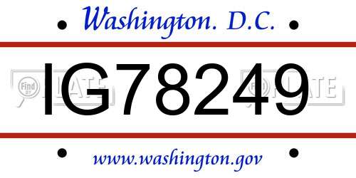 IG78249 District Of Columbia License Plate