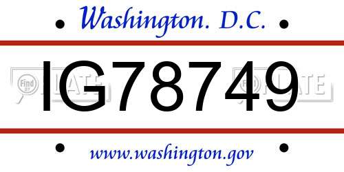 IG78749 District Of Columbia License Plate