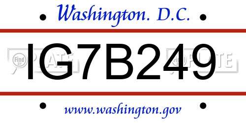 IG7B249 District Of Columbia License Plate