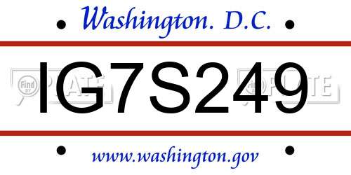 IG7S249 District Of Columbia License Plate