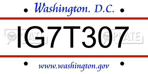 IG7T307 District Of Columbia License Plate