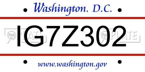 IG7Z302 District Of Columbia License Plate