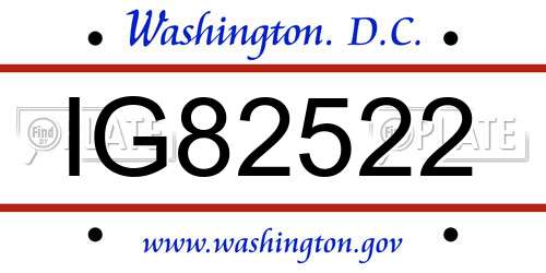 IG82522 District Of Columbia License Plate
