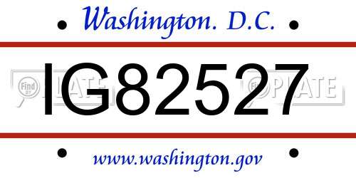 IG82527 District Of Columbia License Plate