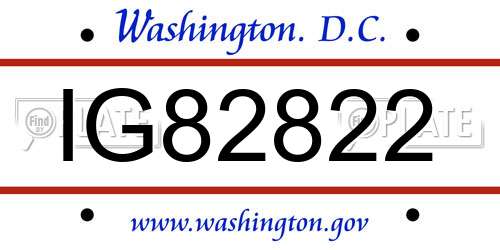 IG82822 District Of Columbia License Plate