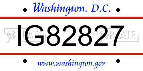 IG82827 District Of Columbia License Plate