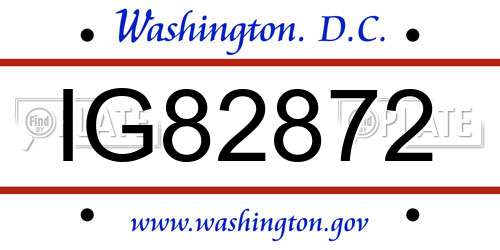 IG82872 District Of Columbia License Plate
