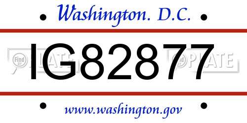 IG82877 District Of Columbia License Plate