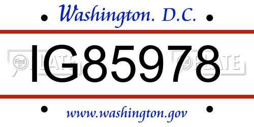 IG85978 District Of Columbia License Plate