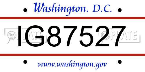 IG87527 District Of Columbia License Plate
