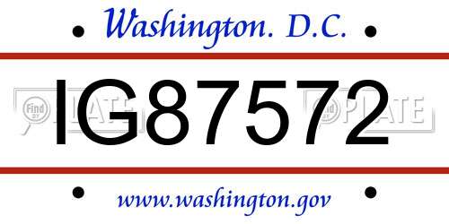 IG87572 District Of Columbia License Plate
